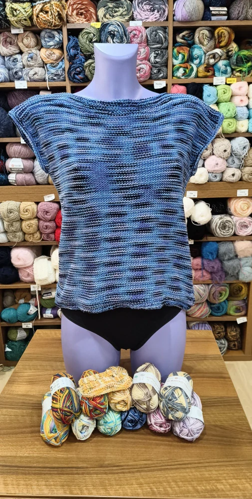 Pletené triko Cotton Queen Multi - modré