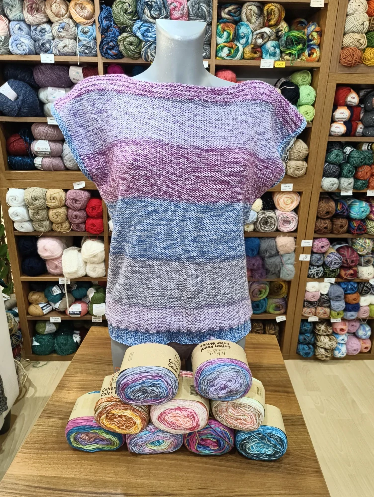 Pletené bavlněné triko Cotton Royal Color Waves