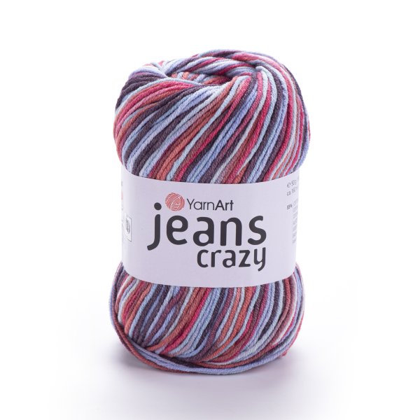 příze YarnArt Jeans Crazy 7208 červenomodrá