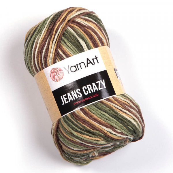 příze YarnArt Jeans Crazy 7203 zelenohnědá