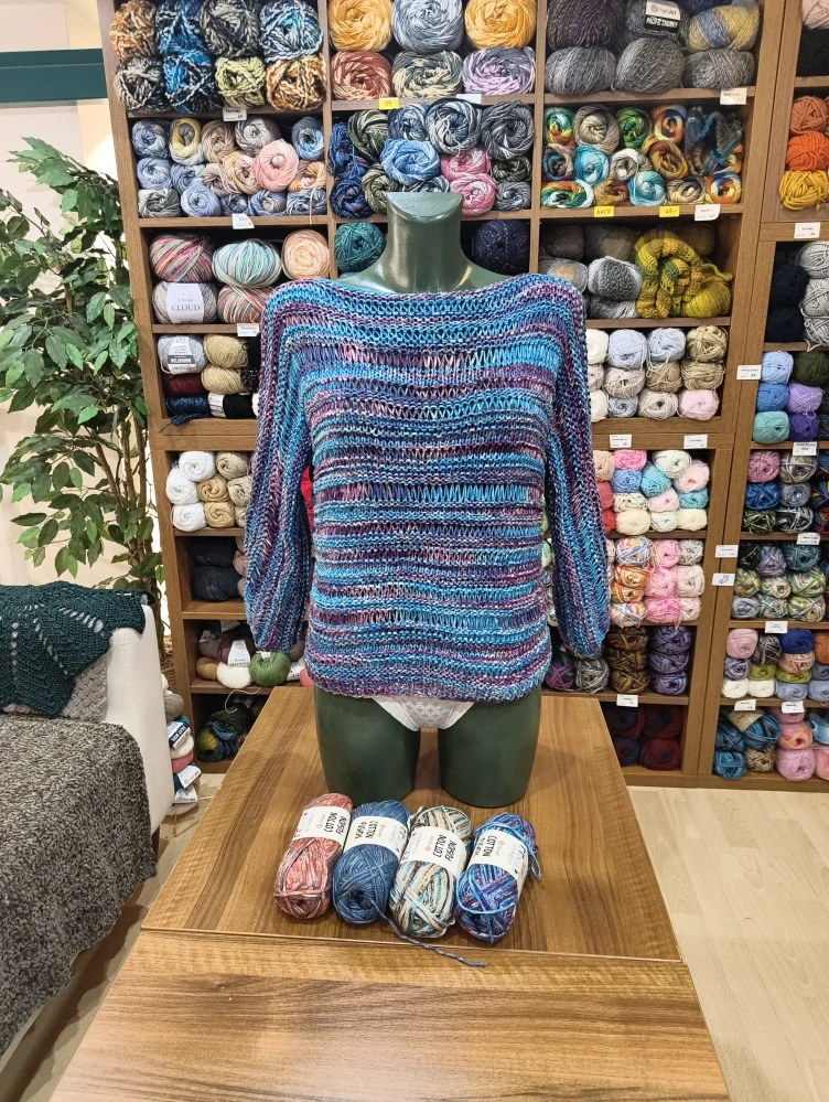 YarnArt Cotton Fusion 3653 - modrá, fialová