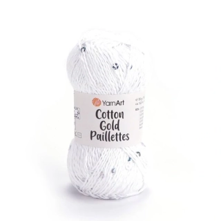 Cotton Gold Pailletes - 7102 bílá