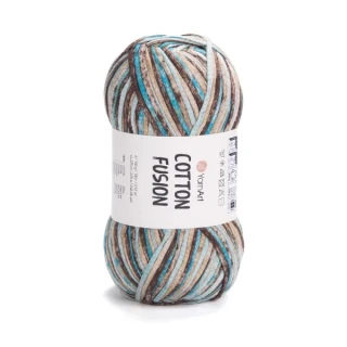 YarnArt Cotton Fusion 3650 - béžová, modrá